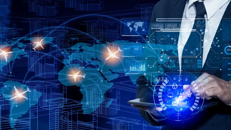 Avions au sol sur un grand aéroport international